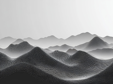 Abstract digital mountain landscape symbolizing Prime Commercecreativity and growth in web design and development