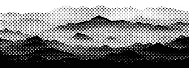 Abstract dotted mountain artwork used in Prime Commerce web development and design branding